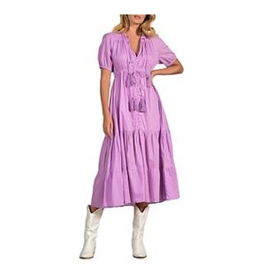 Puff Sleeved Lilac Midi Dress
